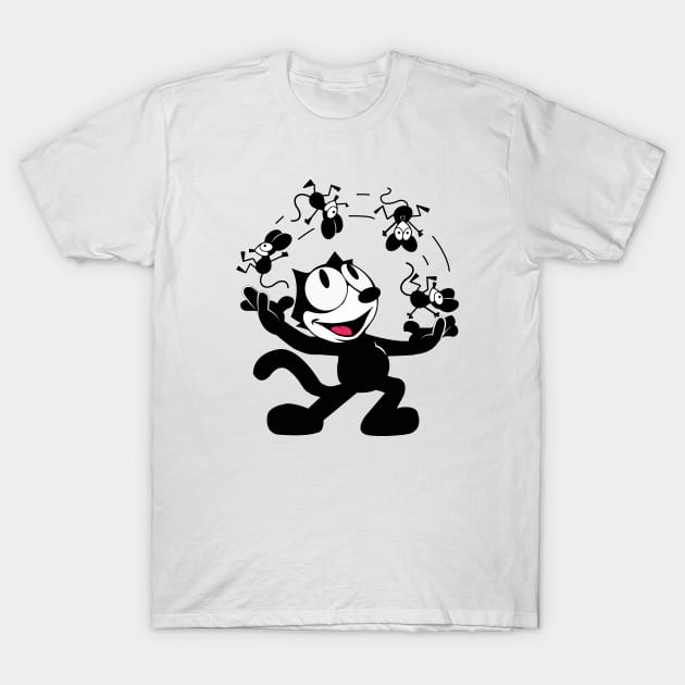 Felix the Cat Juggles Dizzy Mice Old School Retro T-Shirt by VogueTime